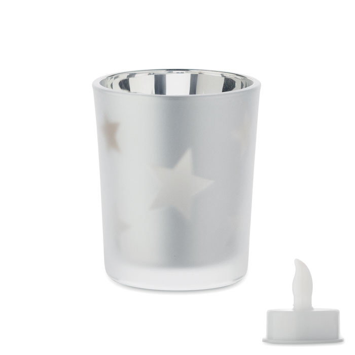 Bougie LED à personnaliser Landel Argent mat